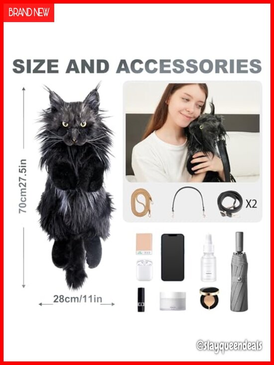 Realistic Cat Plush Backpack Handmade Stuffed Animal Bag with Adjustable Straps main image 4